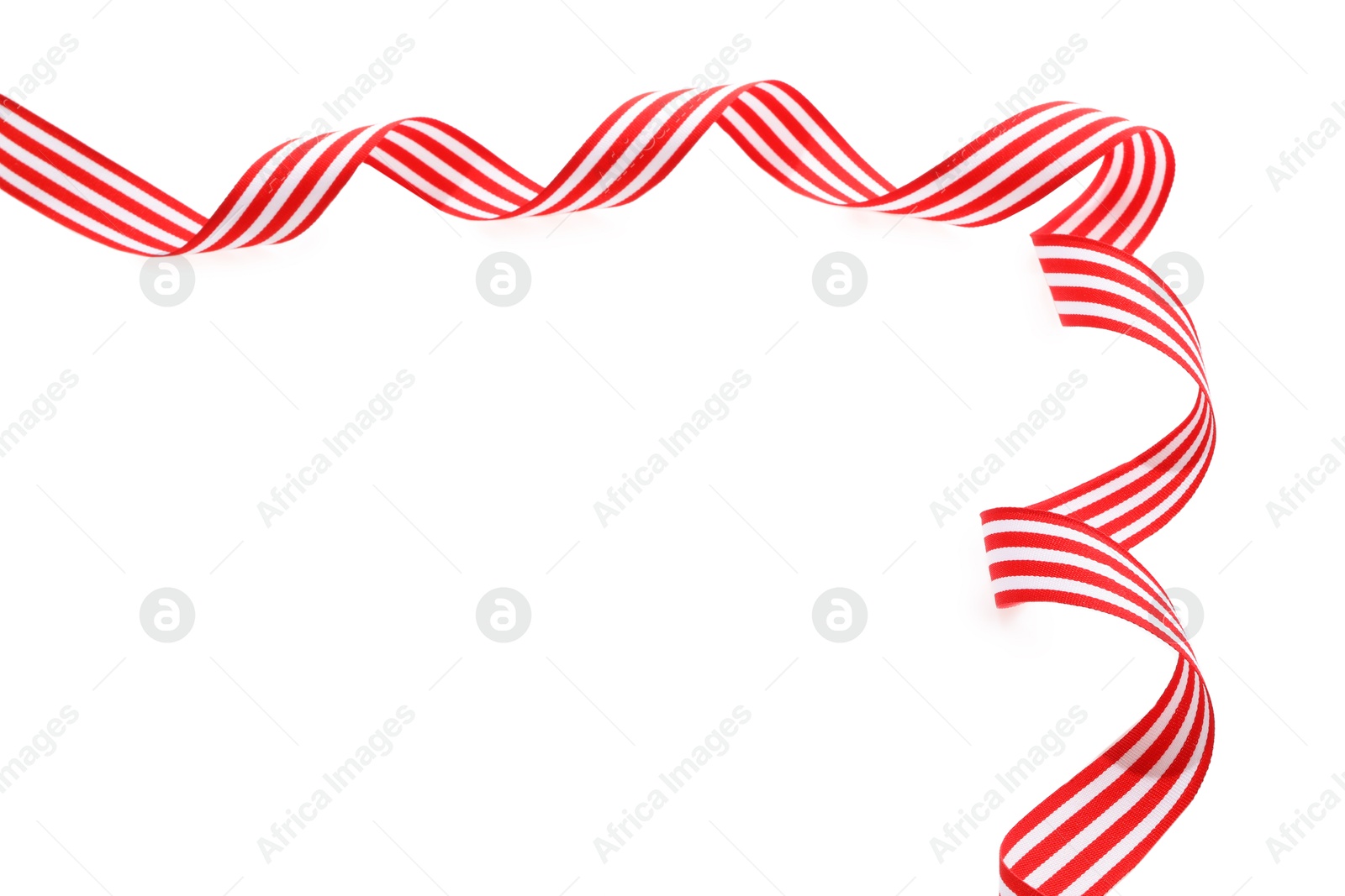 Photo of One bright striped ribbon isolated on white