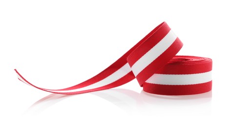 Ribbon in colors of Austrian flag isolated on white