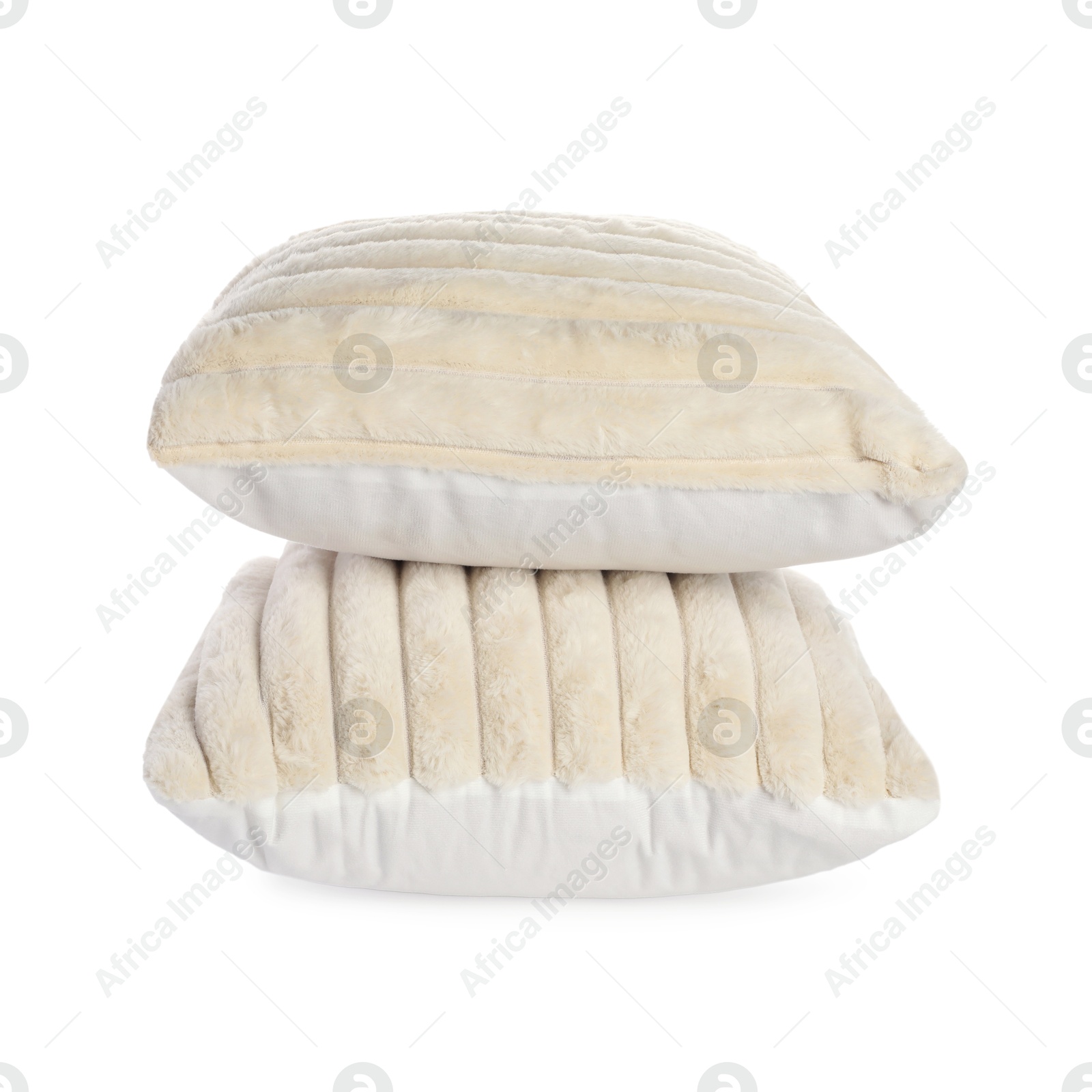 Photo of Two soft light pillows isolated on white