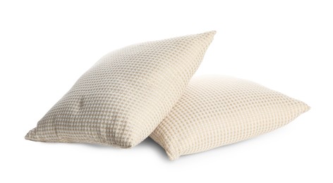 Photo of Two soft light pillows isolated on white