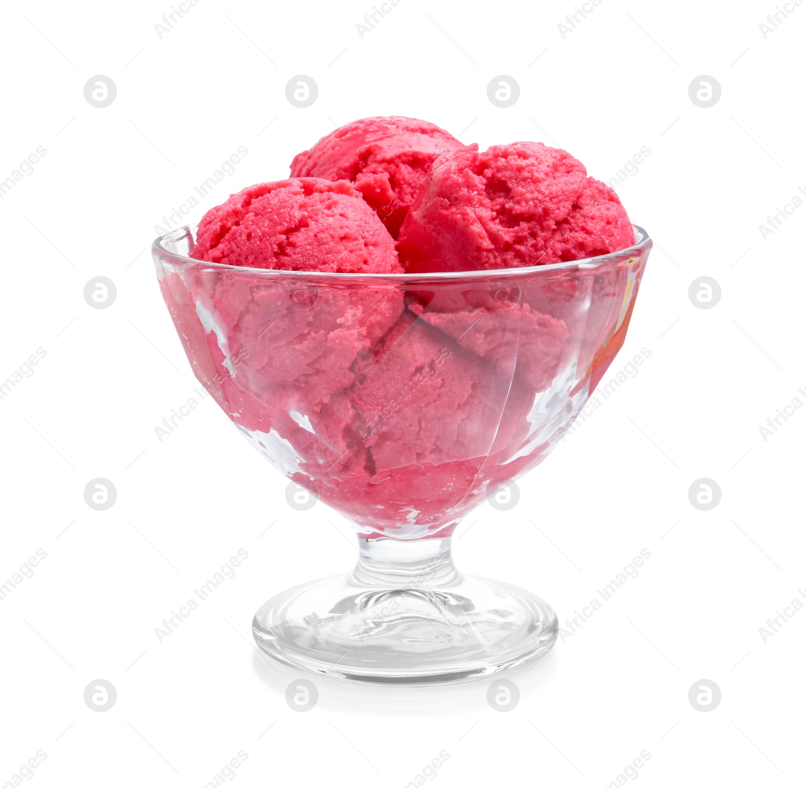 Photo of Delicious sorbet in bowl isolated on white