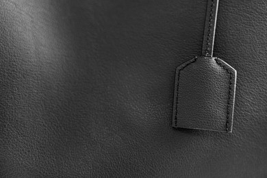 Image of Black leather, closeup view of material texture