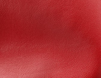 Image of Red leather, closeup view of material texture