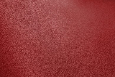 Image of Red leather, closeup view of material texture