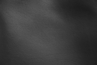 Image of Black leather, closeup view of material texture