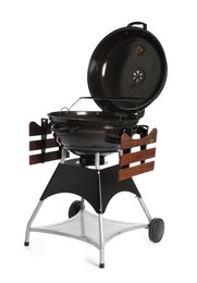 One black barbeque grill isolated on white. Cooking appliance