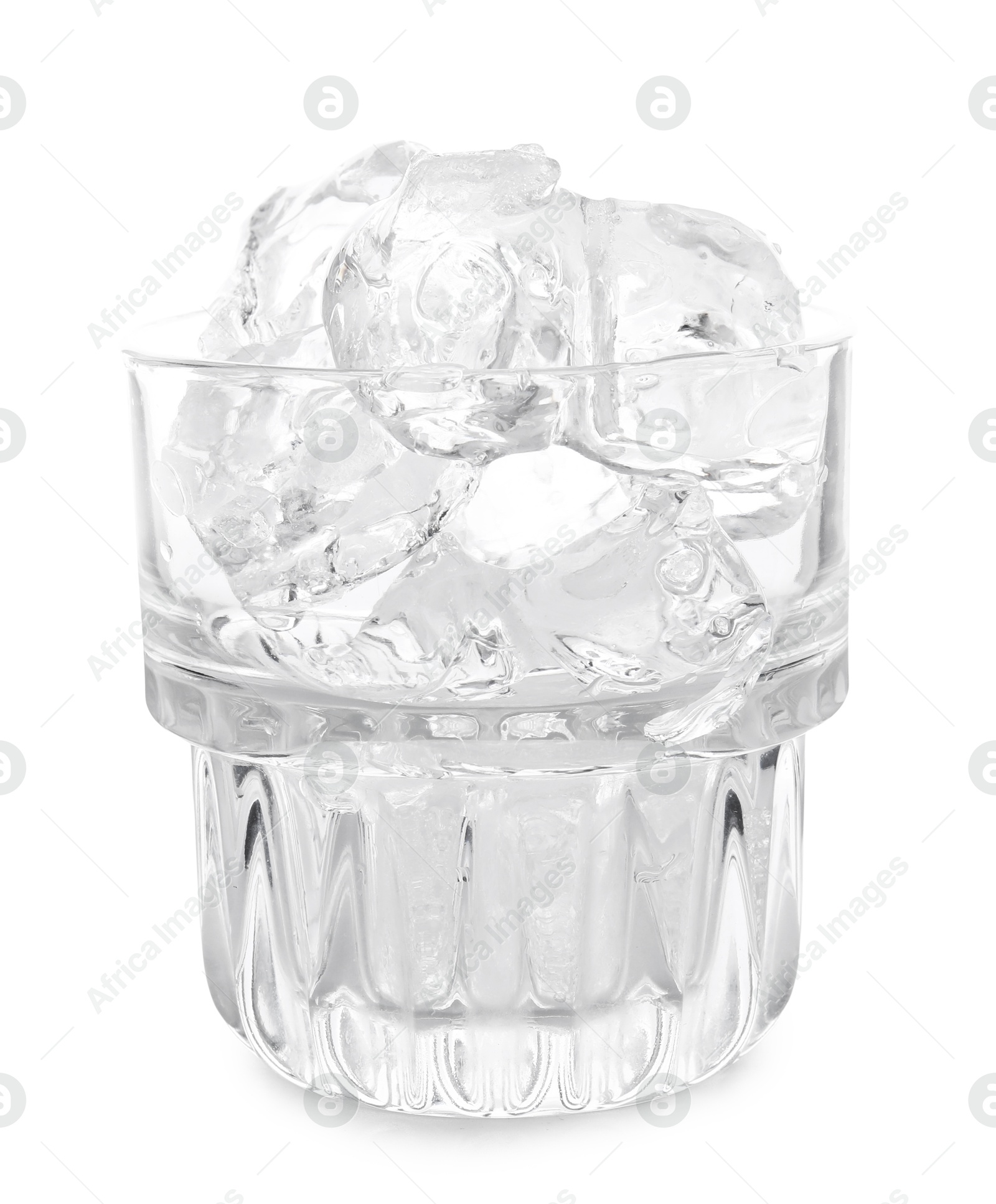 Photo of Refreshing water with ice in glass isolated on white