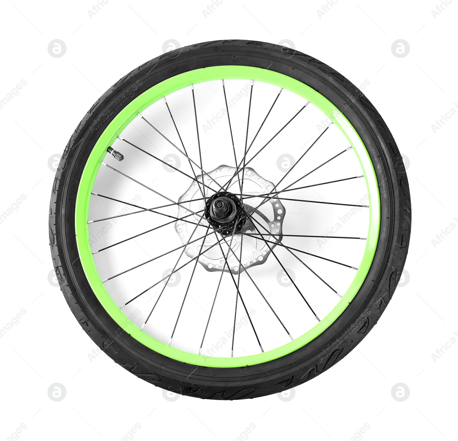 Photo of Bicycle wheel with tire isolated on white