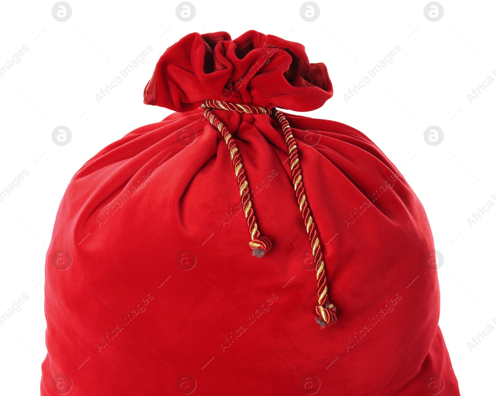 Photo of Red Santa Claus bag isolated on white