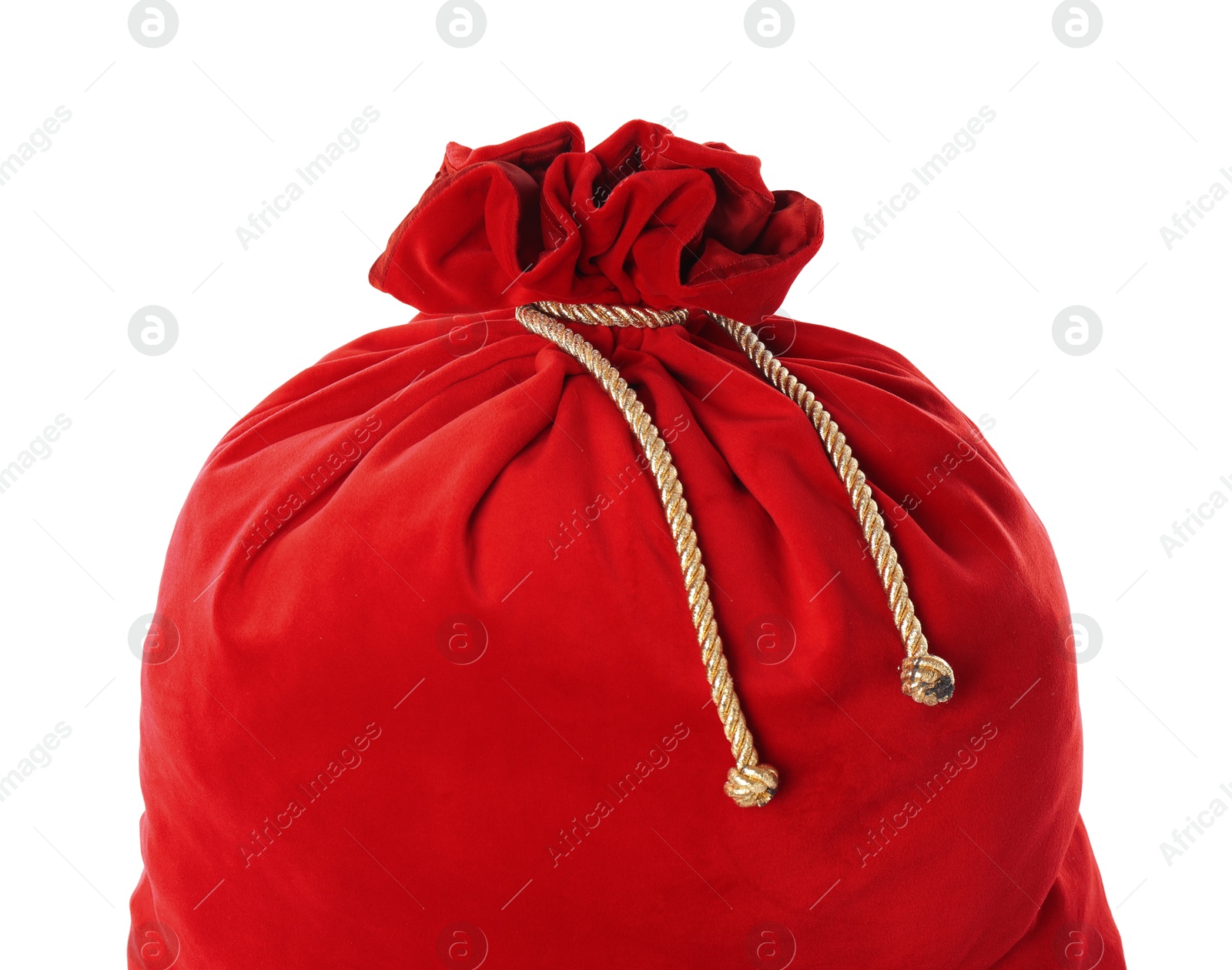 Photo of Red Santa Claus bag isolated on white