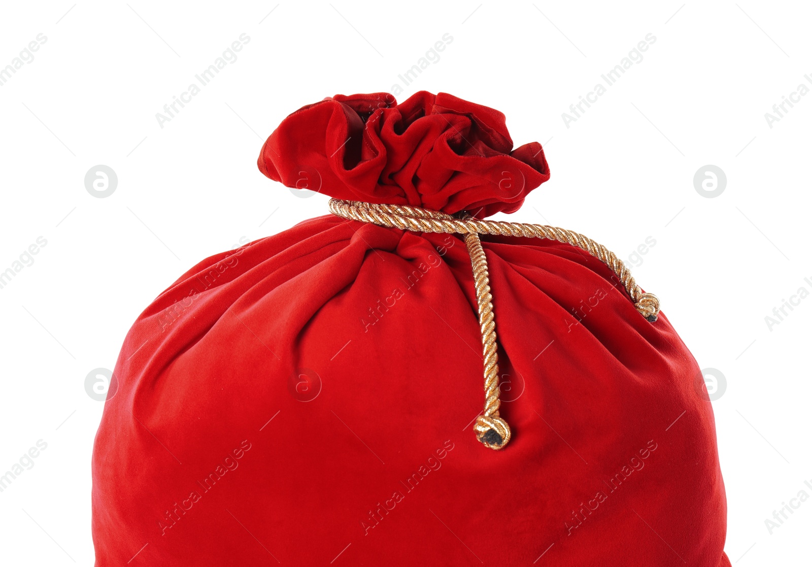 Photo of Red Santa Claus bag isolated on white