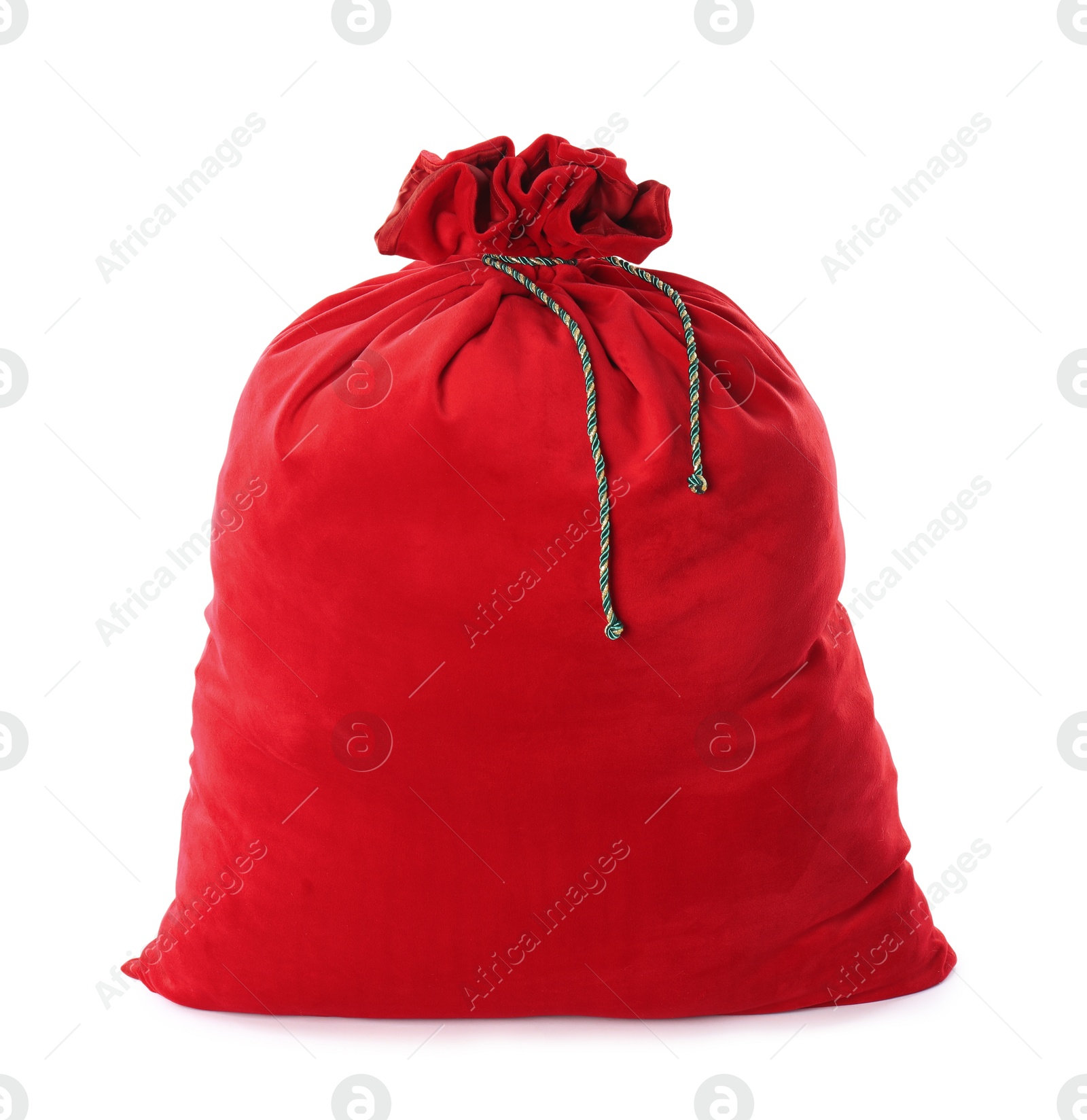 Photo of Red Santa Claus bag isolated on white