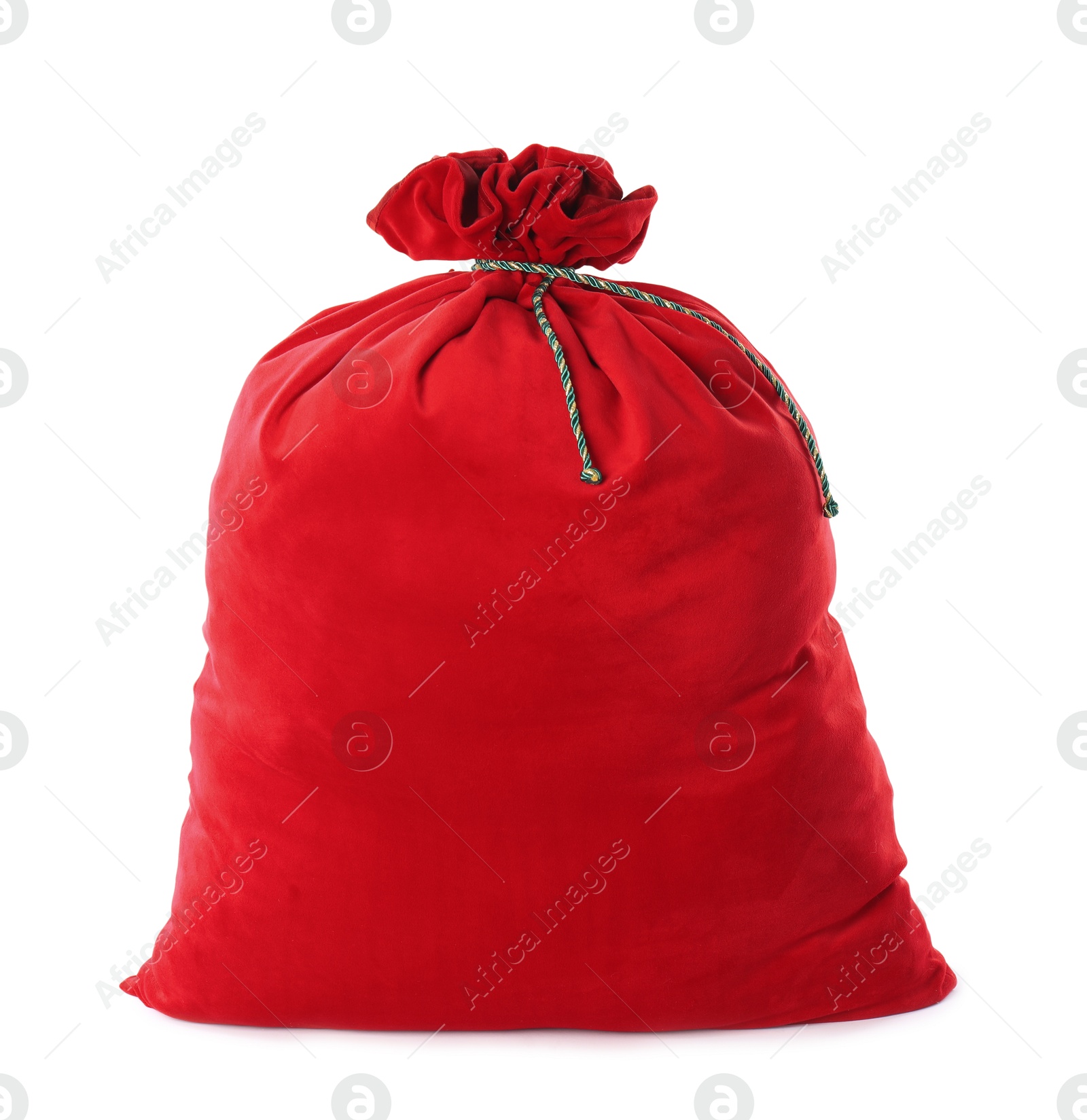 Photo of Red Santa Claus bag isolated on white