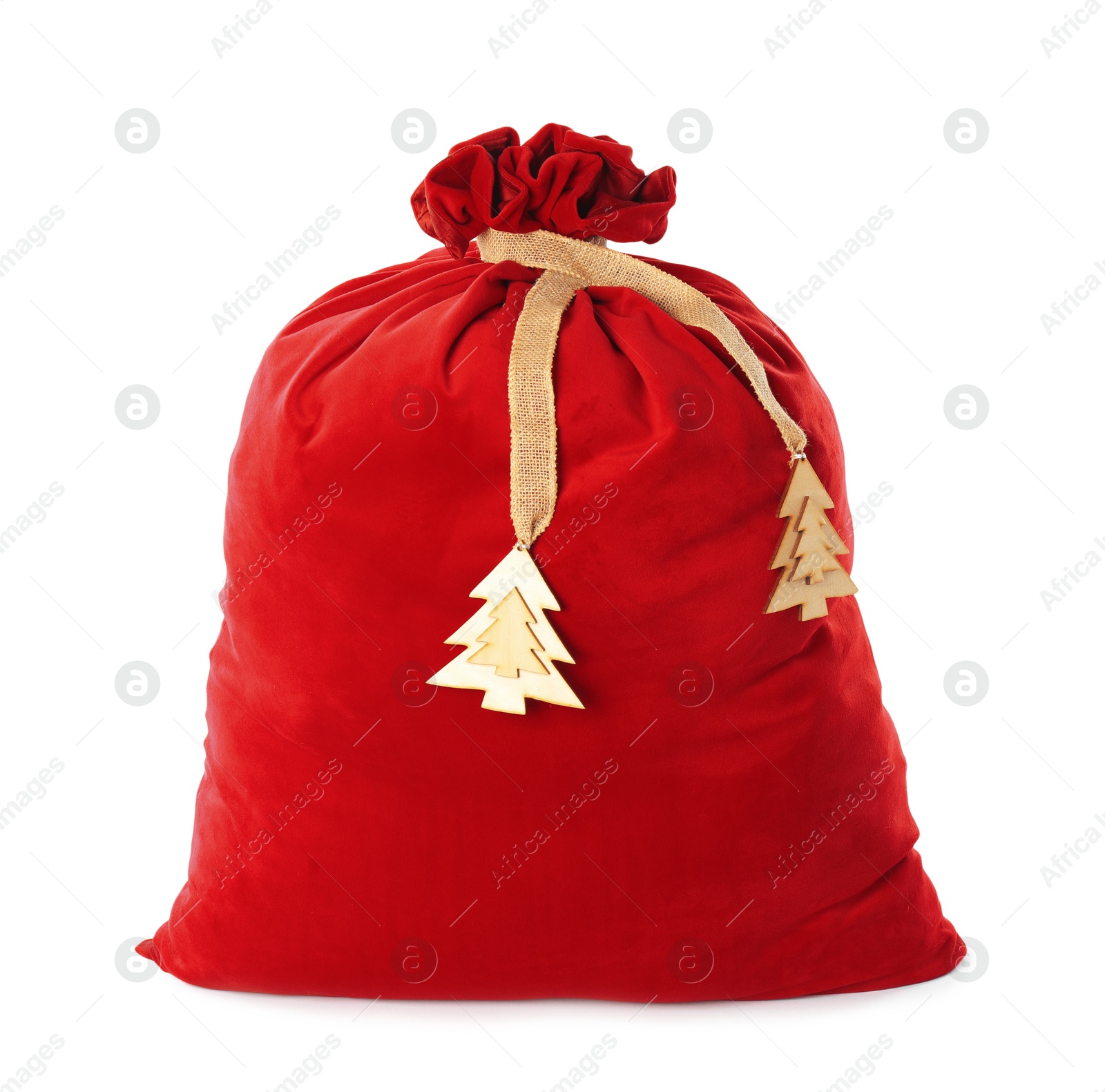 Photo of Red Santa Claus bag isolated on white