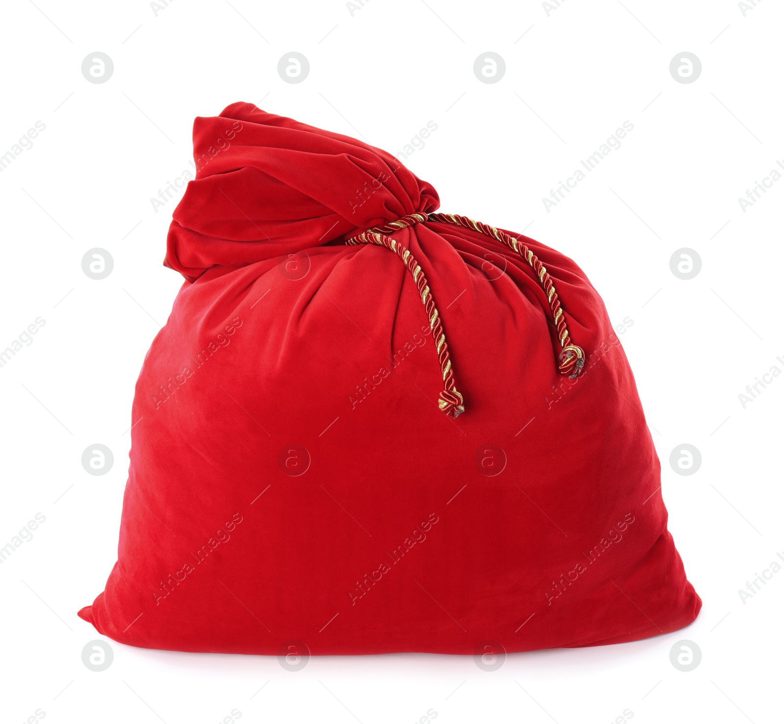 Photo of Red Santa Claus bag isolated on white