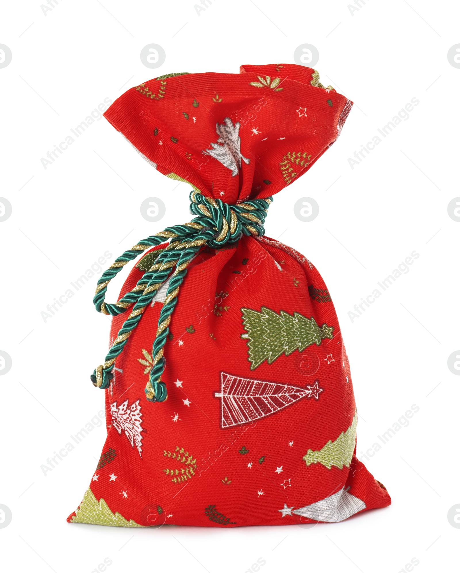 Photo of Red Santa Claus bag isolated on white