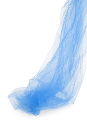 Beautiful blue tulle fabric on white background