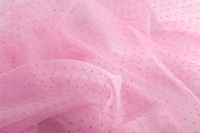 Beautiful pink color tulle, closeup view of fabric