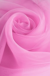 Image of Beautiful pink tulle, closeup view of fabric