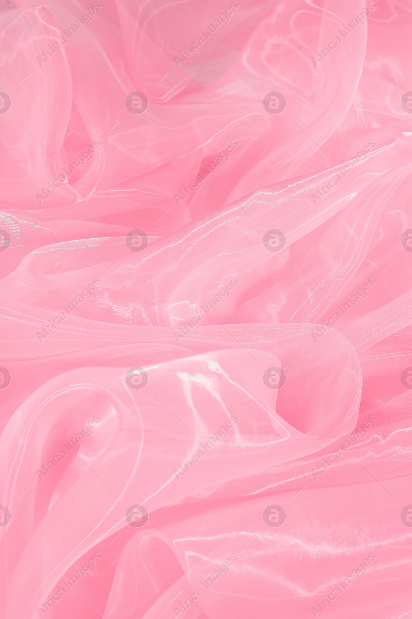 Image of Beautiful pink tulle, closeup view of fabric