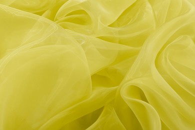 Beautiful yellow tulle, closeup view of fabric