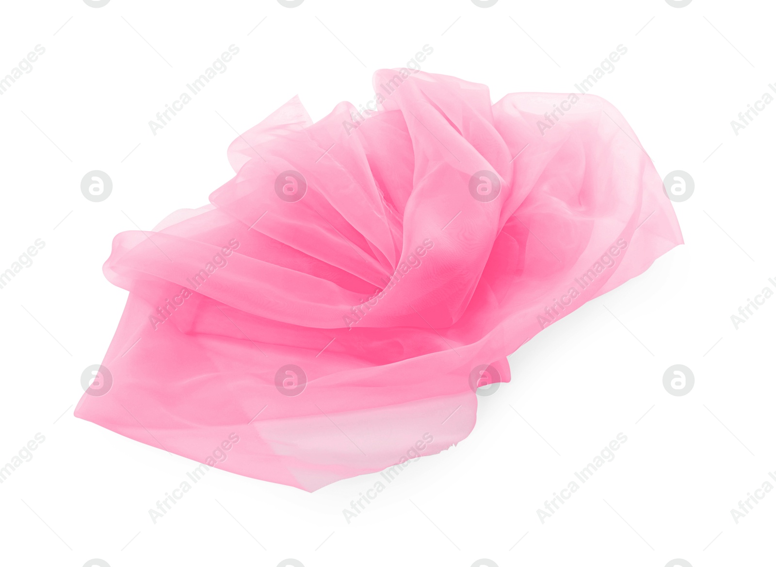 Image of Beautiful pink tulle fabric on white background