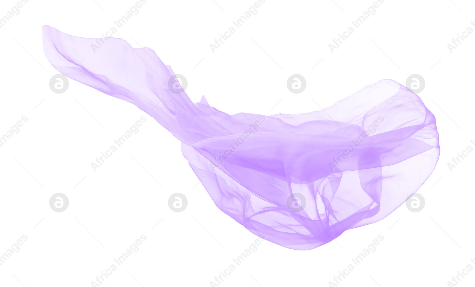 Image of Beautiful violet tulle fabric on white background