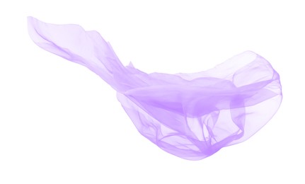 Beautiful violet tulle fabric on white background