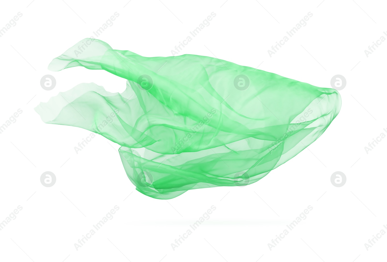 Image of Beautiful green tulle fabric on white background