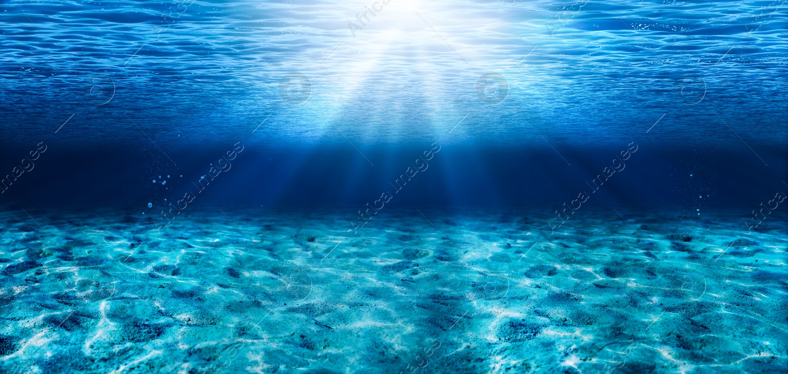 Image of Beautiful sea on sunny day, underwater view