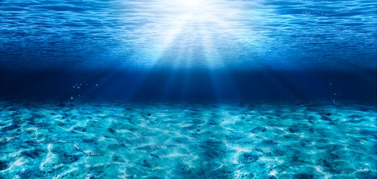 Image of Beautiful sea on sunny day, underwater view