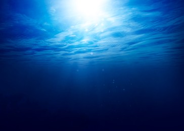 Image of Beautiful sea on sunny day, underwater view