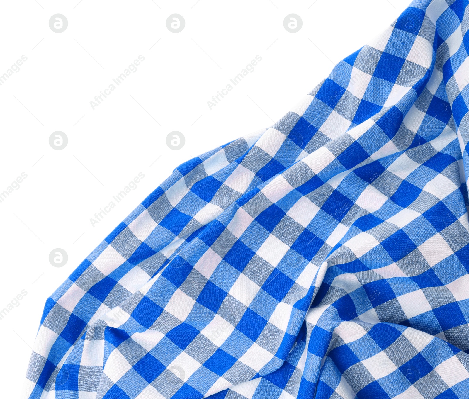 Image of Blue checkered gingham fabric on white background