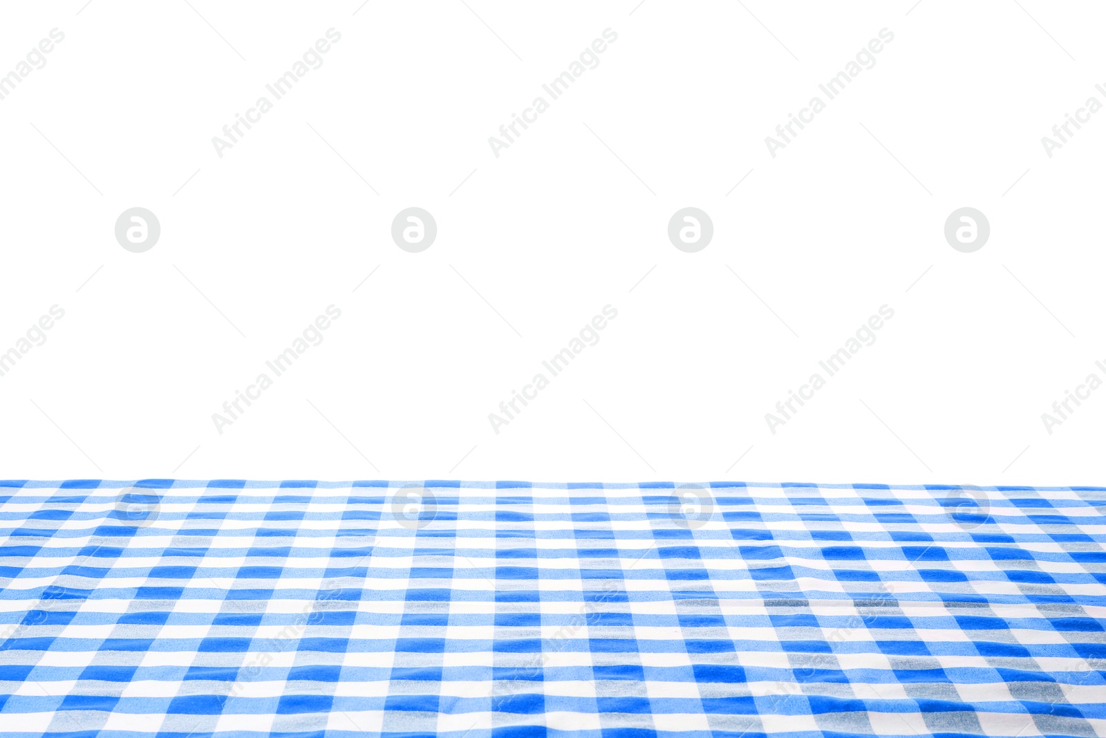 Image of Blue checkered gingham fabric on white background