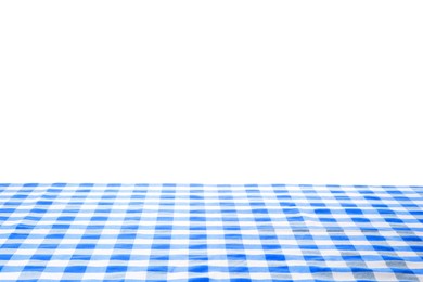 Image of Blue checkered gingham fabric on white background