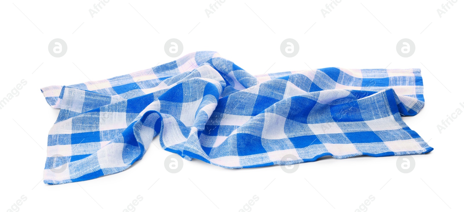 Image of Blue checkered gingham fabric on white background