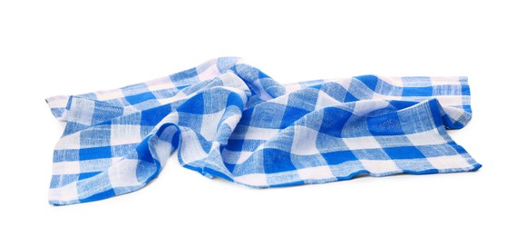 Image of Blue checkered gingham fabric on white background