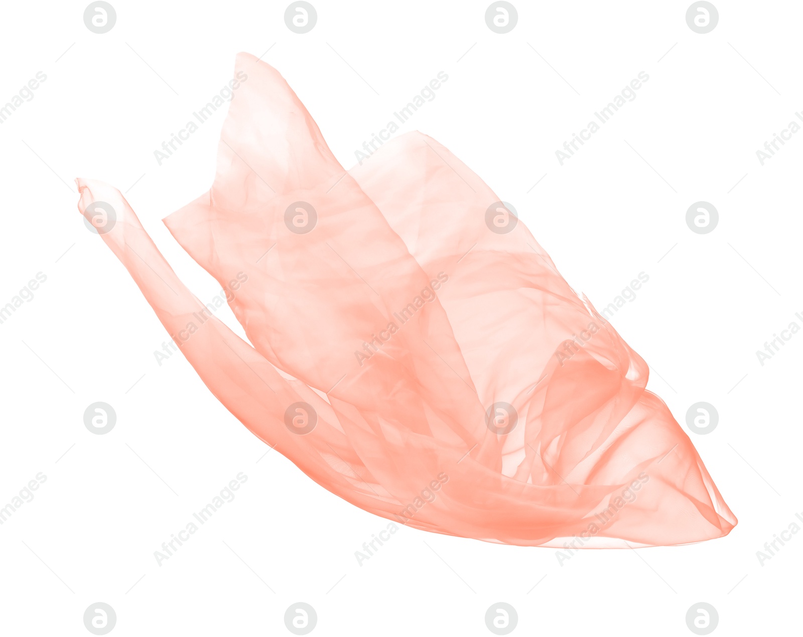 Image of Beautiful orange tulle fabric on white background