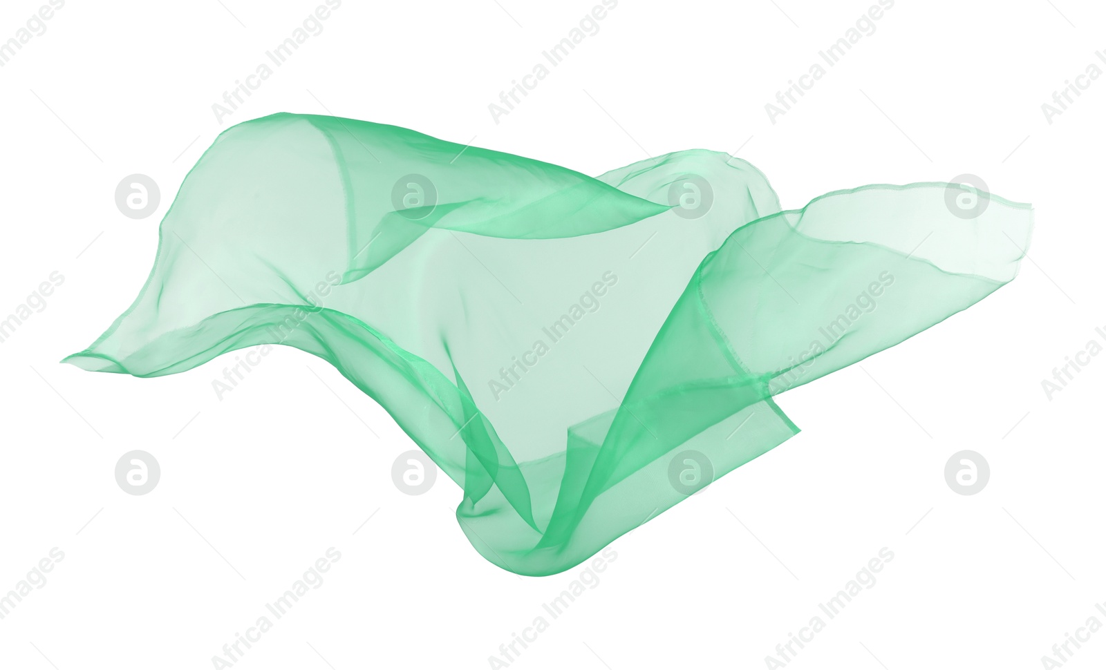 Image of Beautiful green tulle fabric on white background