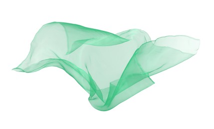 Image of Beautiful green tulle fabric on white background