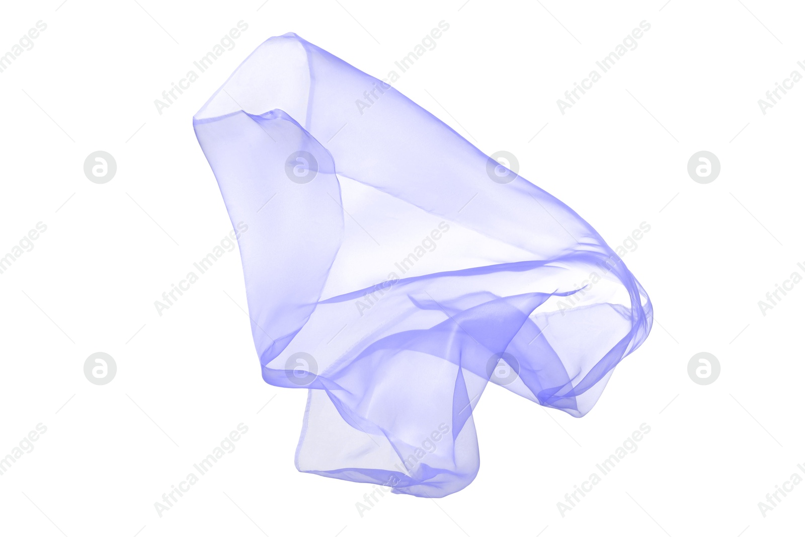 Image of Beautiful violet blue tulle fabric on white background