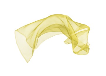 Beautiful yellow tulle fabric on white background