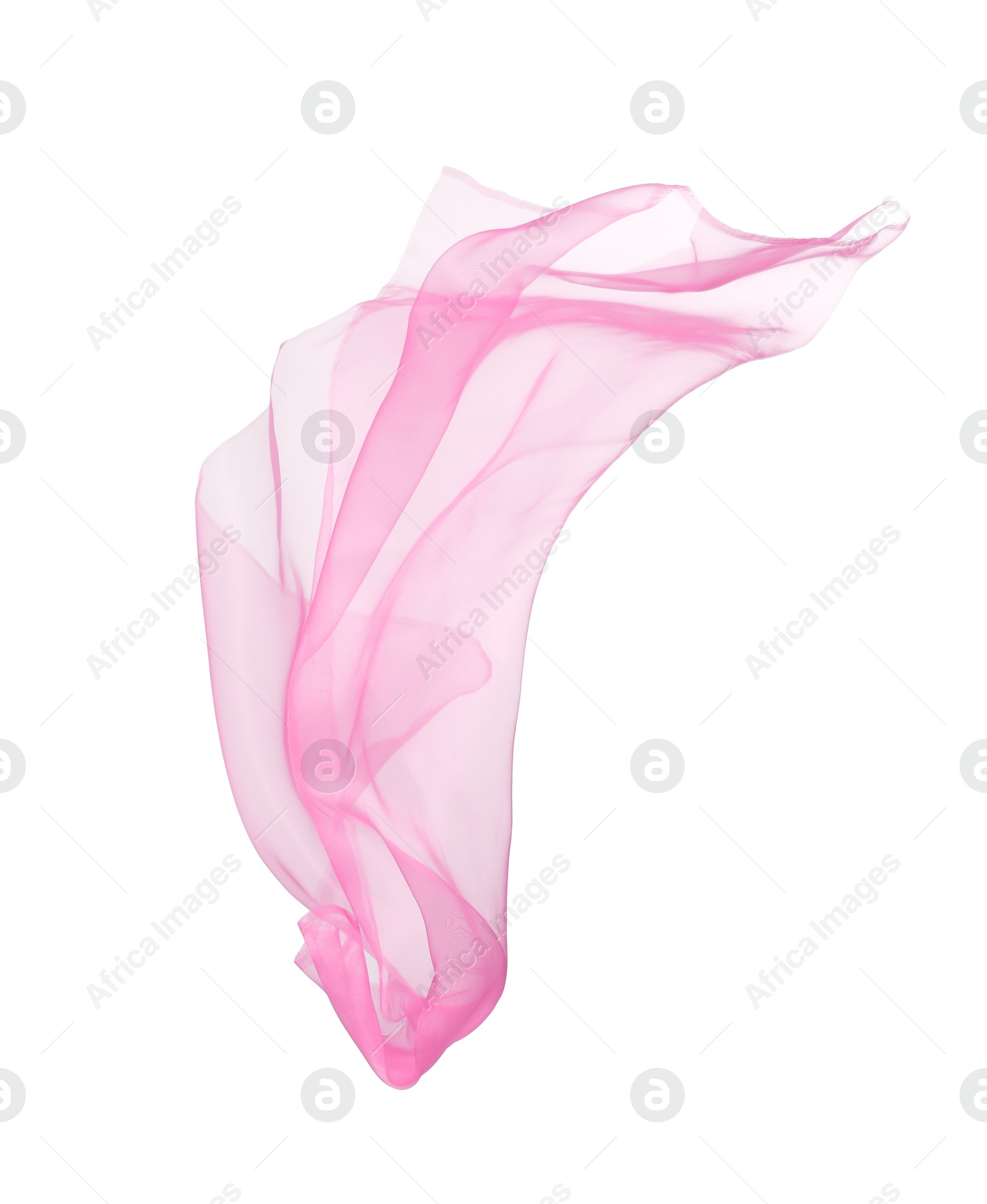 Image of Beautiful pink tulle fabric on white background