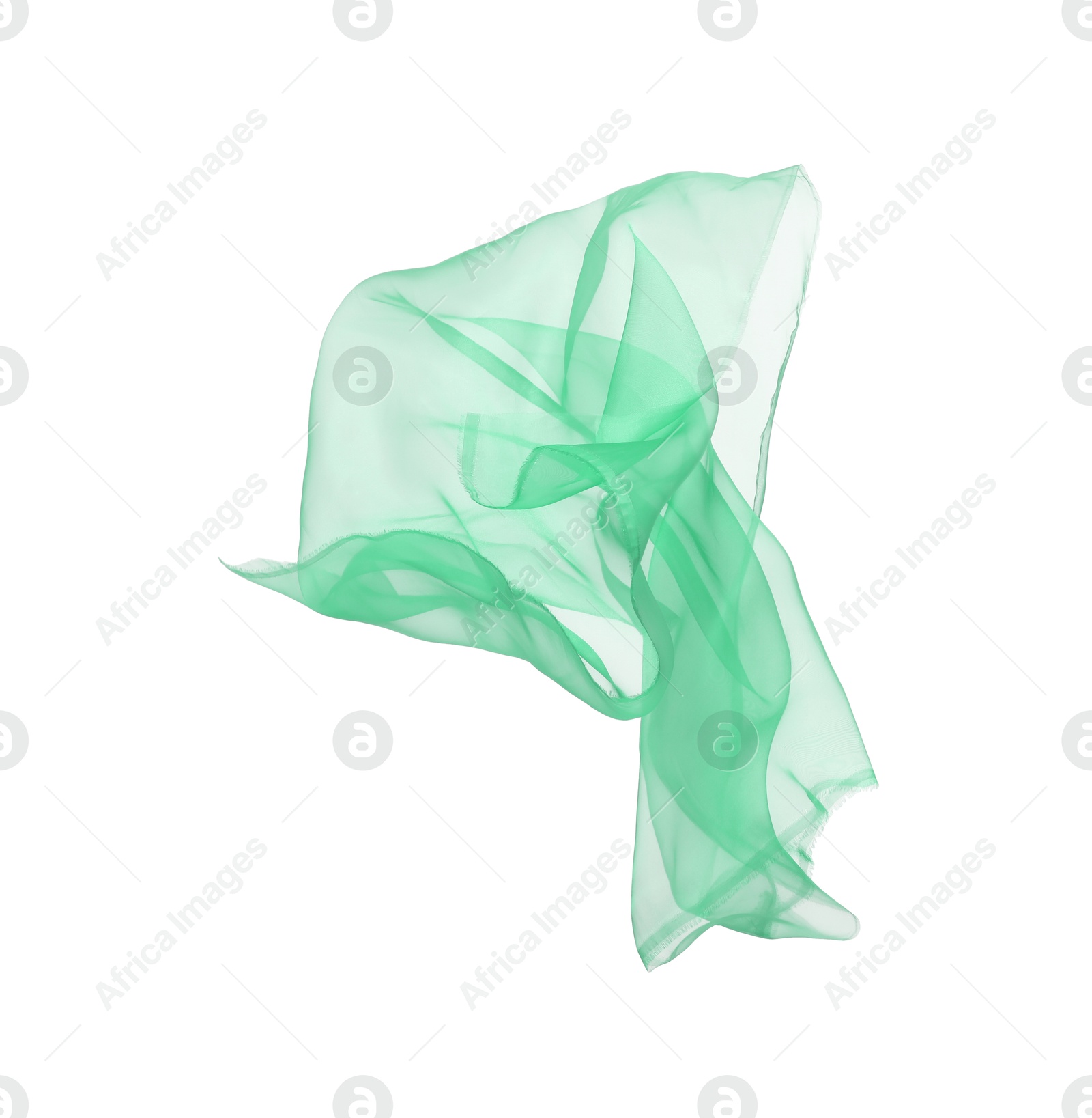 Image of Beautiful green tulle fabric on white background