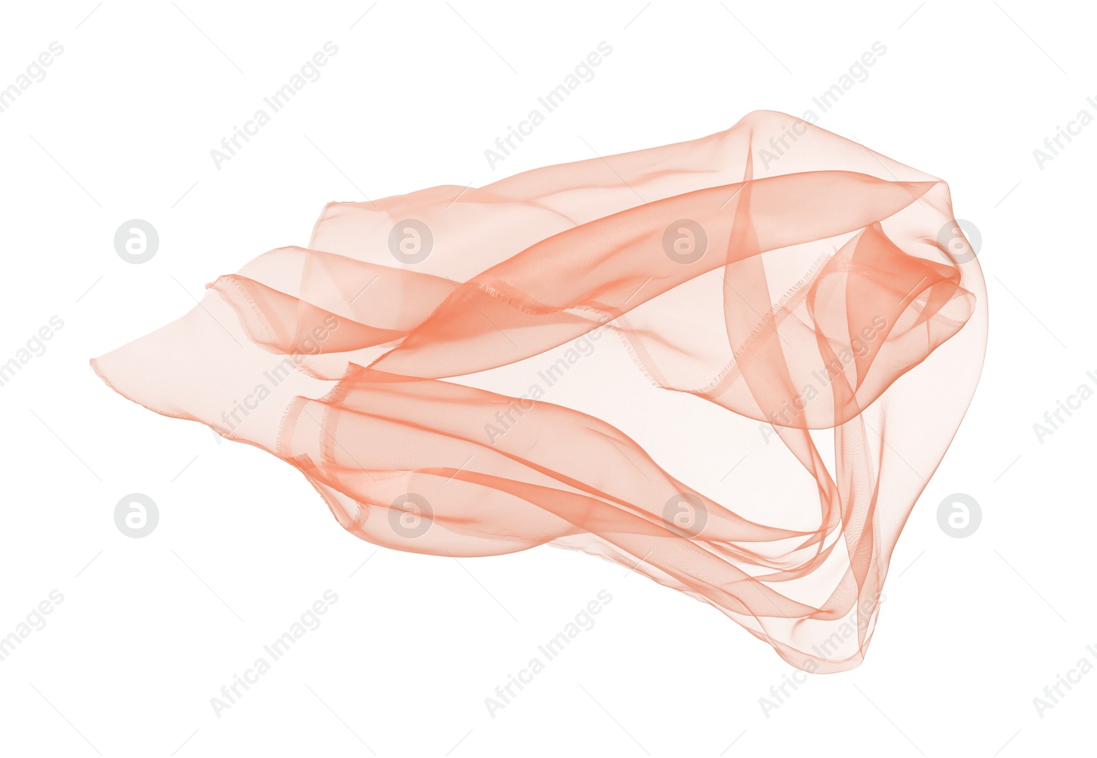 Image of Beautiful orange tulle fabric on white background