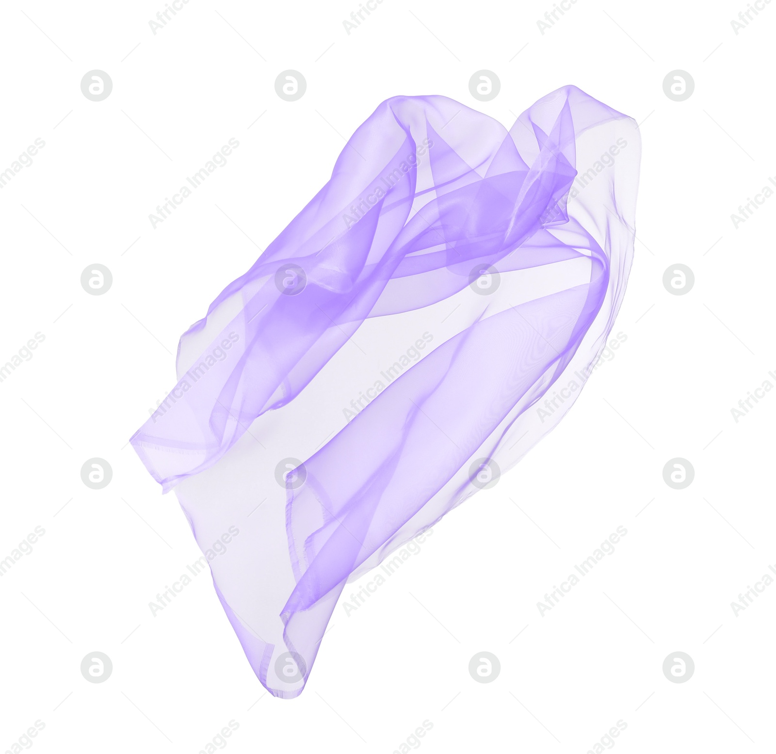 Image of Beautiful violet tulle fabric on white background