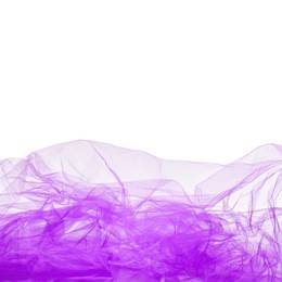 Beautiful violet tulle fabric on white background