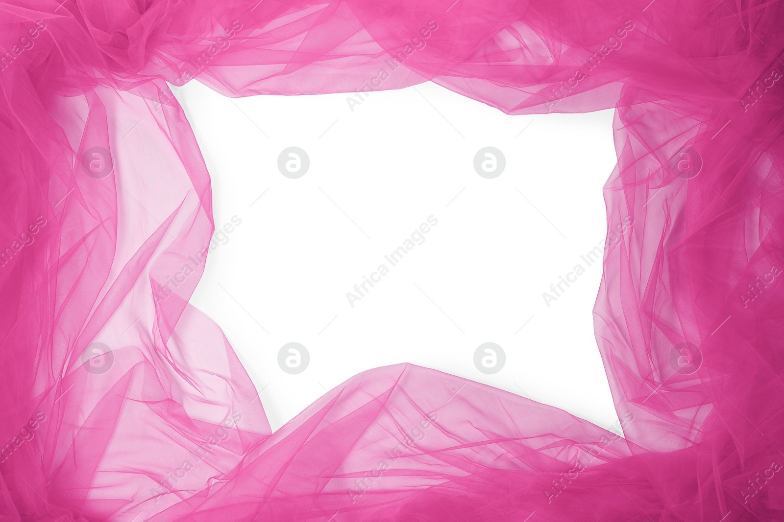 Image of Beautiful magenta color tulle fabric on white background