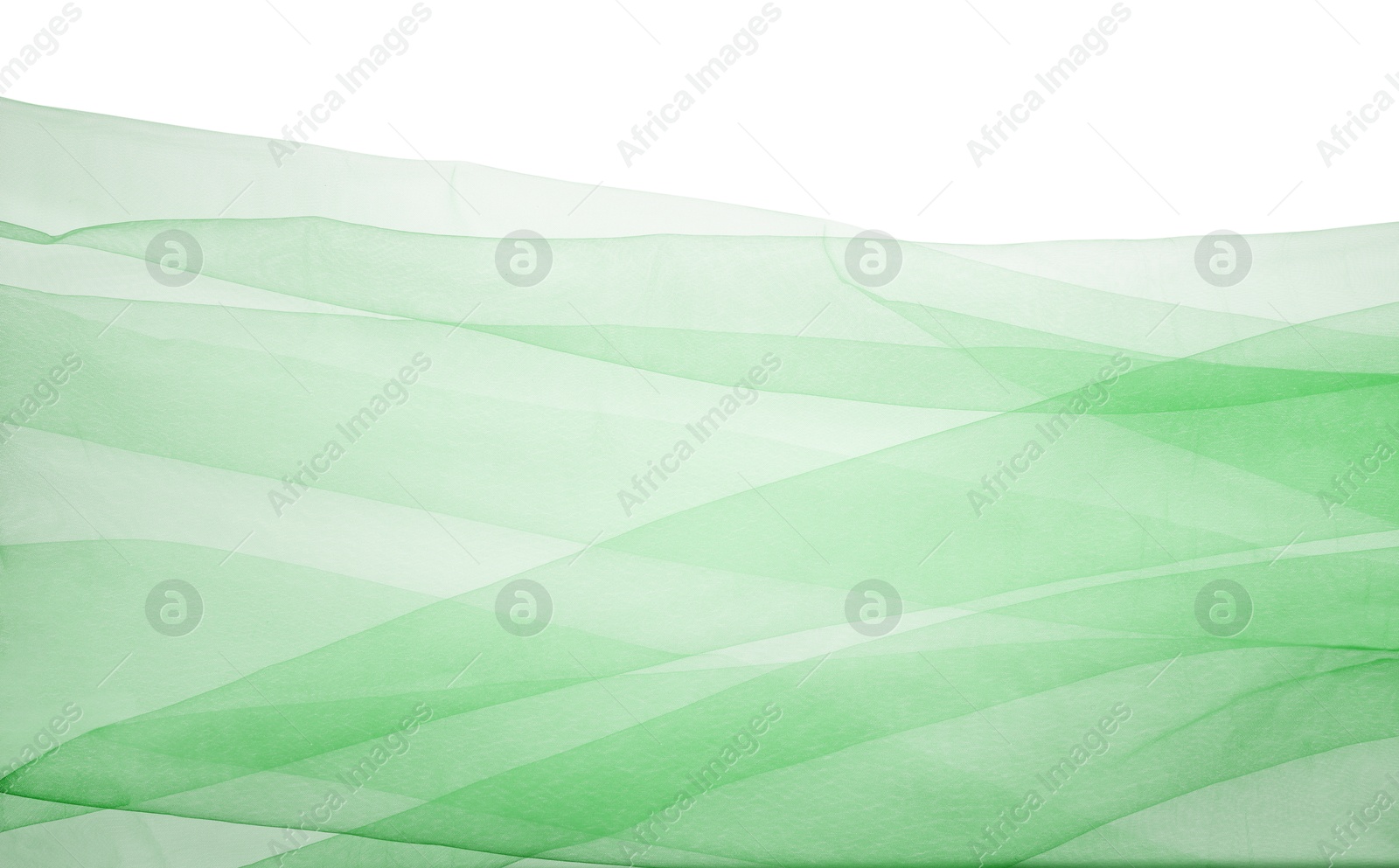 Image of Beautiful green tulle fabric on white background