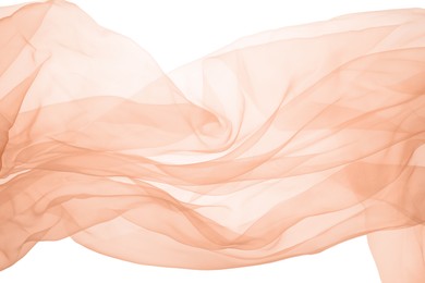 Beautiful orange tulle fabric on white background